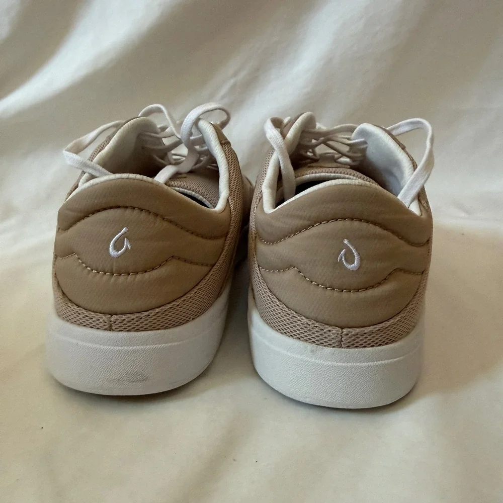 OluKai Ha'upu Hulu Tan Leather Mesh Sneakers Womens 9 20525-5BKT